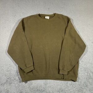 Vintage 90s Blank Cheetah Khaki Crewneck Sweatshirt Men's 2XL Distress #1841
